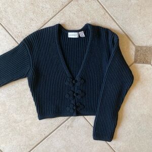 Vintage Liz Claiborne Black Ribbed Cardigan
